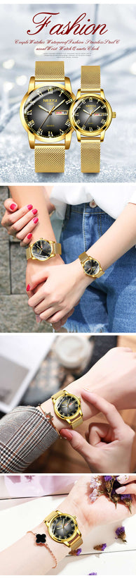 NIBOSI Couple Dress Fashion Waterproof Luxury Quartz Wristwatch