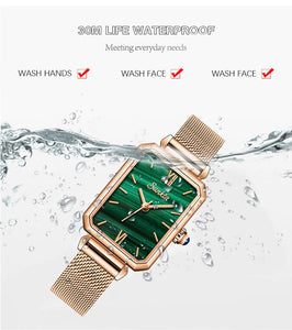 Luxury Fashion Casual Ladies Quartz Rose Gold Stainless Steel Mesh Wristwatch