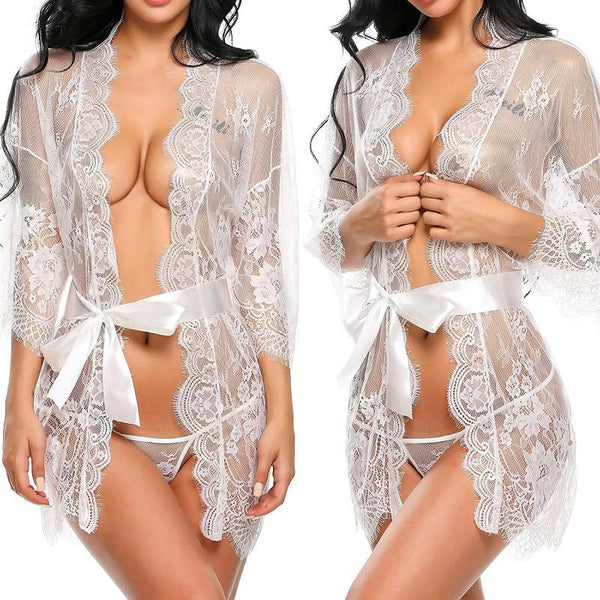 Sexy Women Lingerie Lace Night Dress Sleepwear Nightgown Bandage Deep V G-String See Through Sexy Sheer Sleep Dress Asian Size