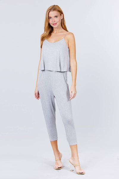 Cami Layered Top Capri Knit Jumpsuit