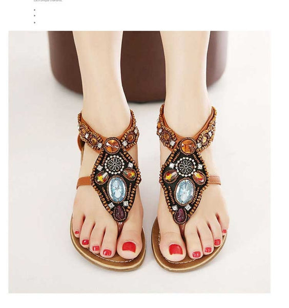 YAERNI  Bohemian Summer Flat Sandals Shoes