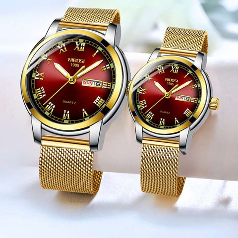 NIBOSI Couple Dress Fashion Waterproof  Luxury Quartz Wristwatch