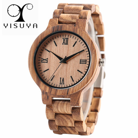 YISUYA New Fashion Handmade Nature Wood Bamboo Quartz Watch For Men and Women