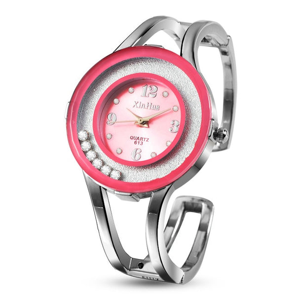 2020 XINHUA Trending Fashion Stainless Steel Bracelet Bangle Rhinestone Party Watches