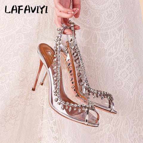 Designers Elegant Peep Toe Wedding Party Slip-On Thin Heels Shoes