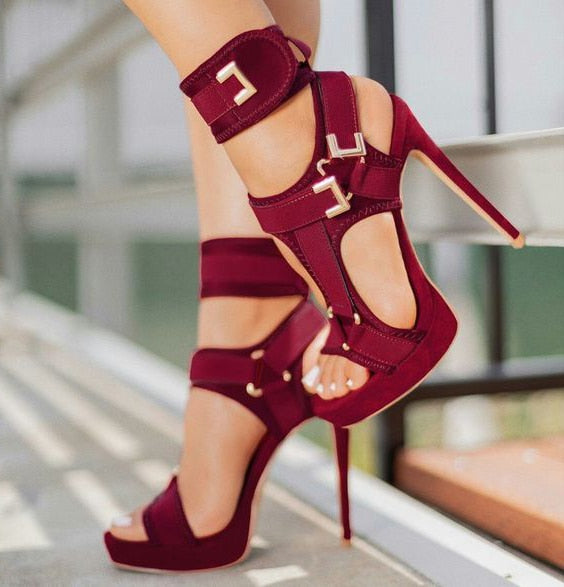 Women High Heel Stiletto Patent Leather Bowtie Ankle Buckle strap Open Toe  Nightclub Party Shoes.