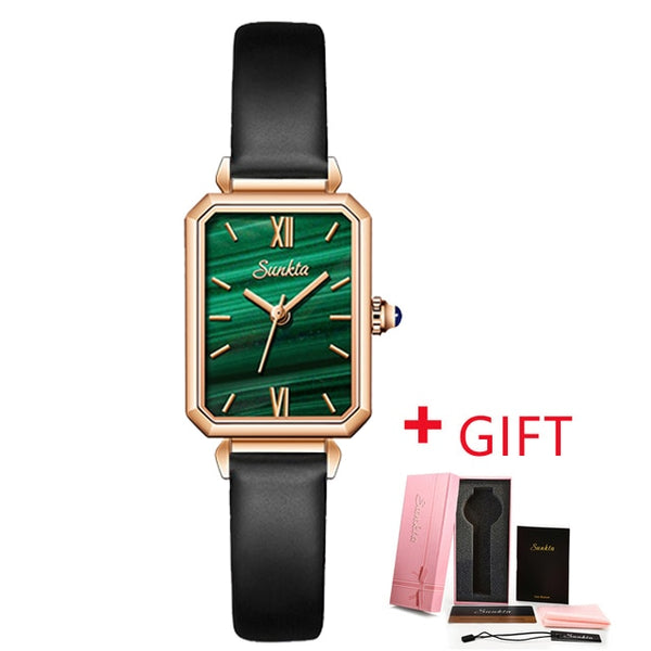 SUNKTA Top Brand Luxury Rectangular Ultra-Thin Waterproof Quartz Ladies Wristwatch