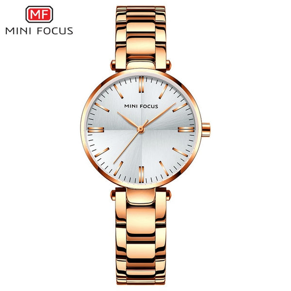 MINI FOCUCS Women's Fashion Waterproof Stainless Steel Quartz Wristwatch