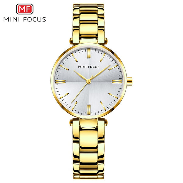 MINI FOCUCS Women's Fashion Waterproof Stainless Steel Quartz Wristwatch