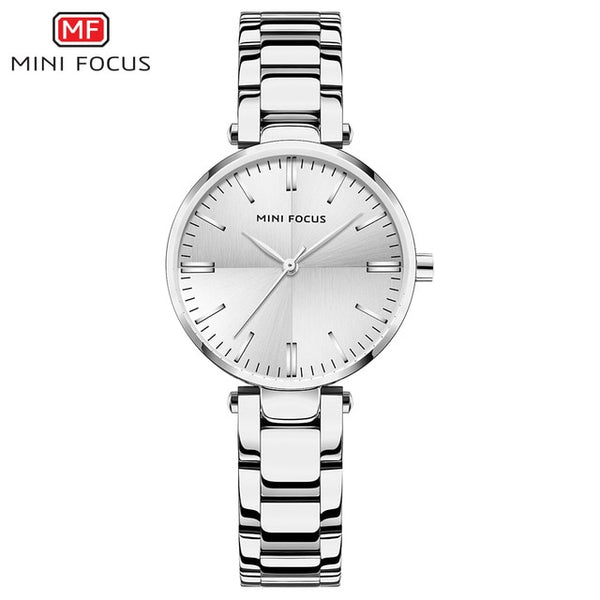 MINI FOCUCS Women's Fashion Waterproof Stainless Steel Quartz Wristwatch