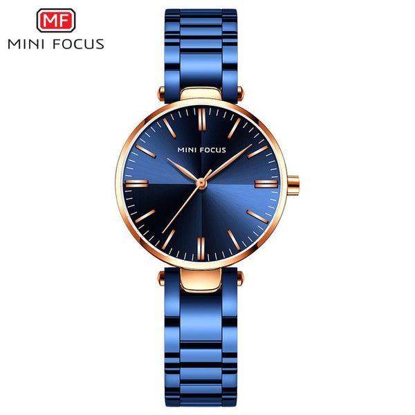 MINI FOCUCS Women's Fashion Waterproof Stainless Steel Quartz Wristwatch