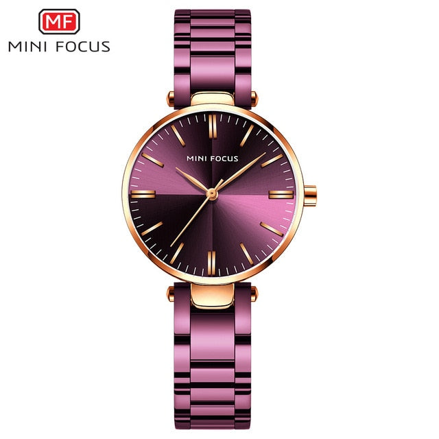 MINI FOCUCS Women's Fashion Waterproof Stainless Steel Quartz Wristwatch