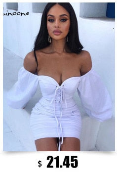 Tobinoone White mesh bodycon Sexy summer off shoulder dinner party mini dress