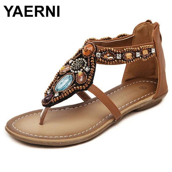 YAERNI  Bohemian Summer Flat Sandals Shoes