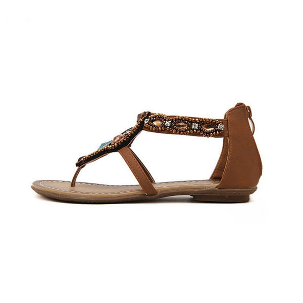 YAERNI  Bohemian Summer Flat Sandals Shoes