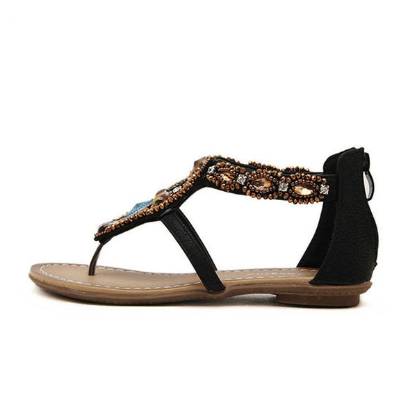 YAERNI  Bohemian Summer Flat Sandals Shoes