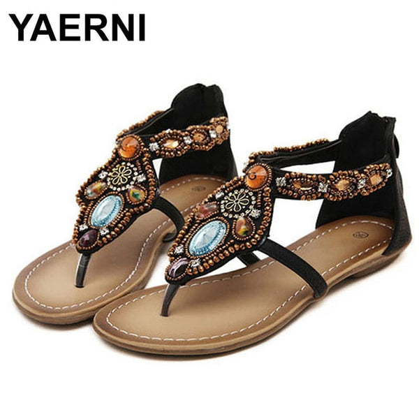 YAERNI  Bohemian Summer Flat Sandals Shoes